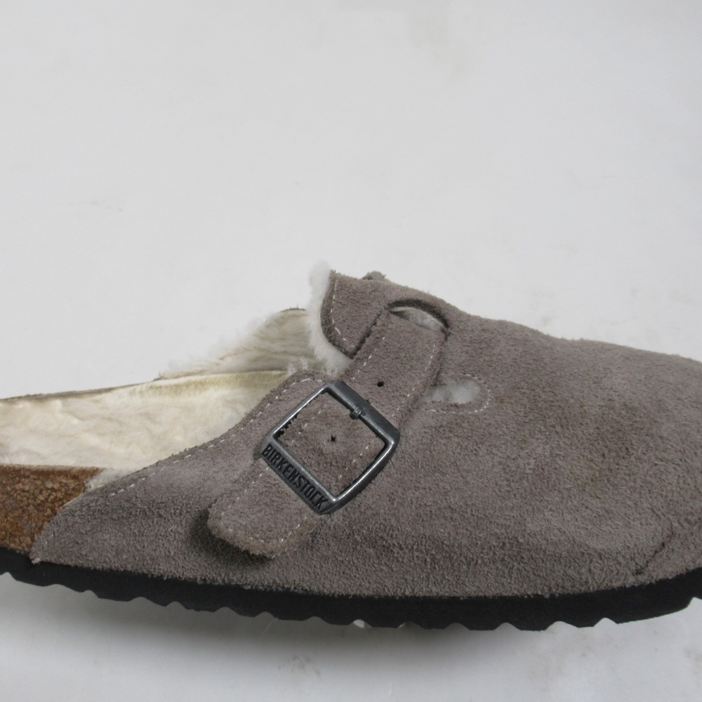 Birkenstock Unisex Boston Shearling Suede Leather Stone Coin 7 US M / 9 US L
